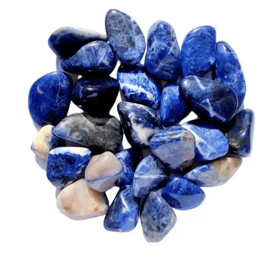 Sodalite tumble stone with blue crystal for logic and rational thinking The Witches Hollow UK