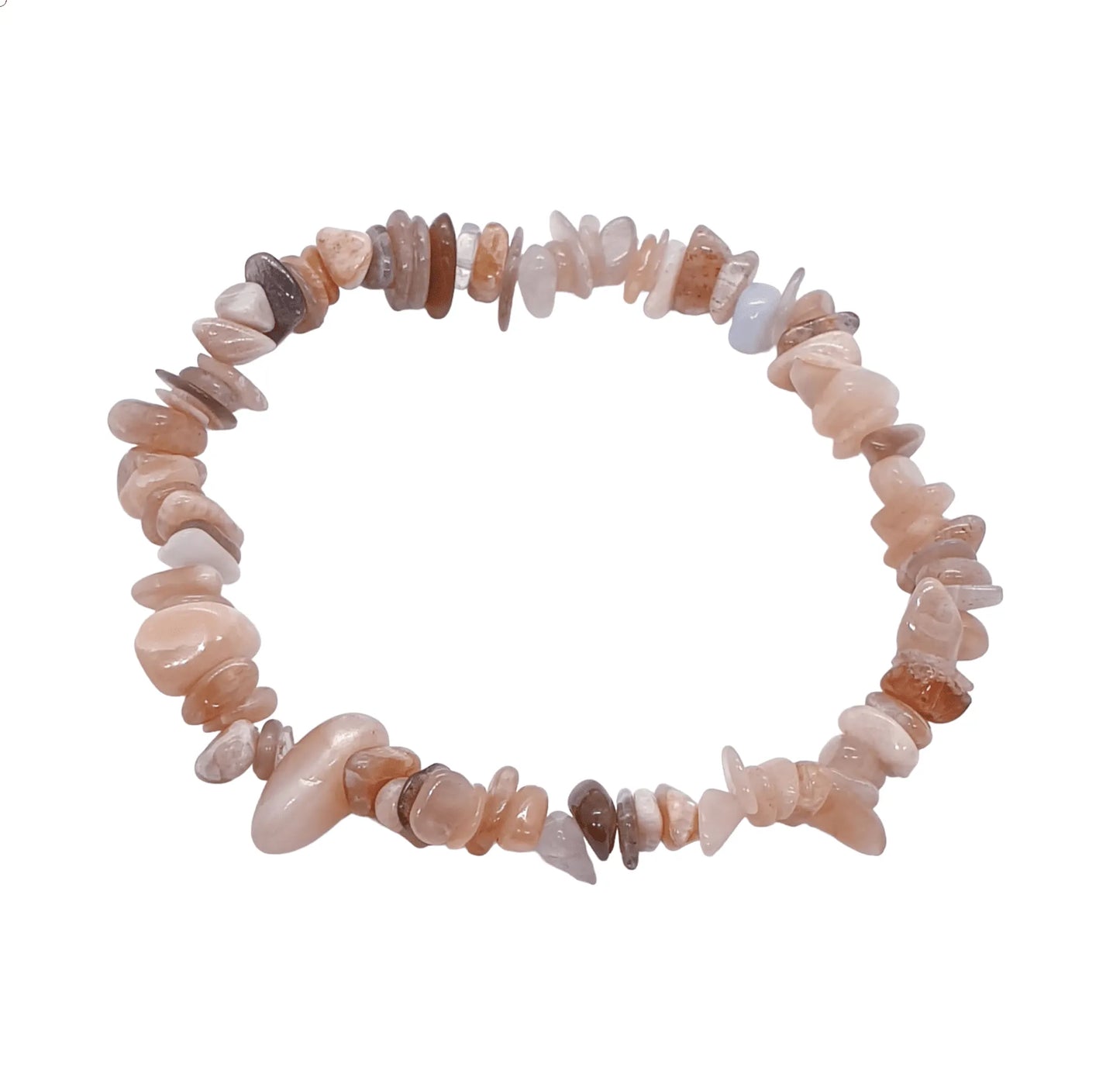 Sunstone chip bracelet with orange healing stones for happiness and solar energy from The Witches Hollow UK