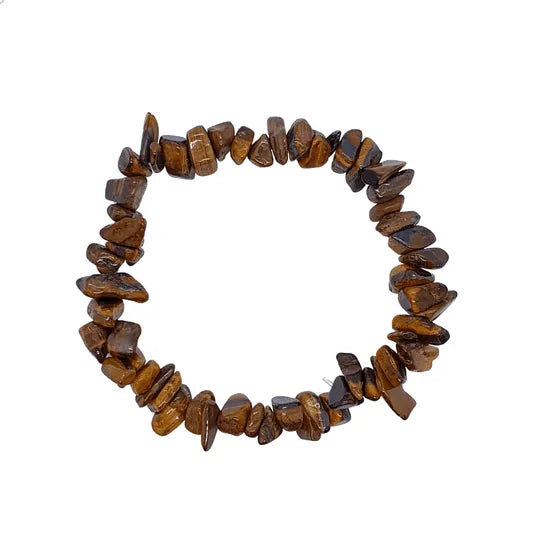 Tigers eye chip bracelet with golden brown crystal chips for courage and personal power from The Witches Hollow UK