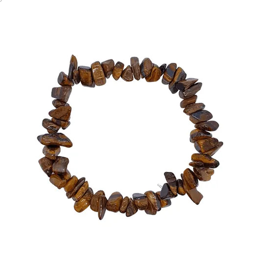 Tigers eye chip bracelet with golden brown crystal chips for courage and personal power from The Witches Hollow UK