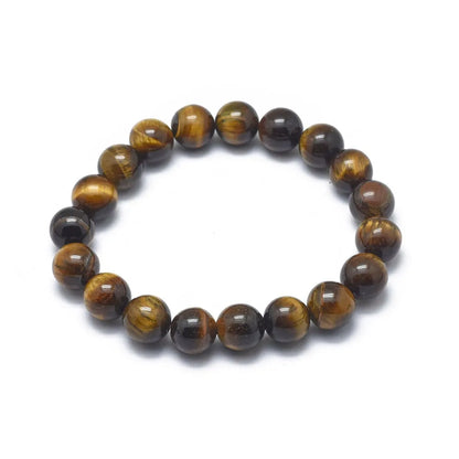 Tigers eye crystal bracelet detail showing golden brown stone beads for courage and personal power from The Witches Hollow UK