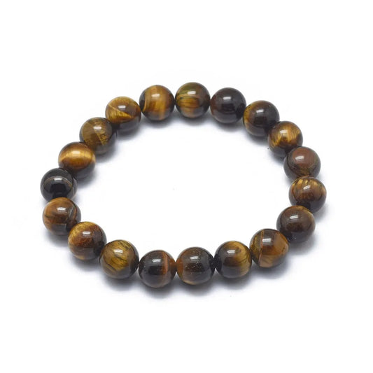Tigers eye crystal bracelet detail showing golden brown stone beads for courage and personal power from The Witches Hollow UK