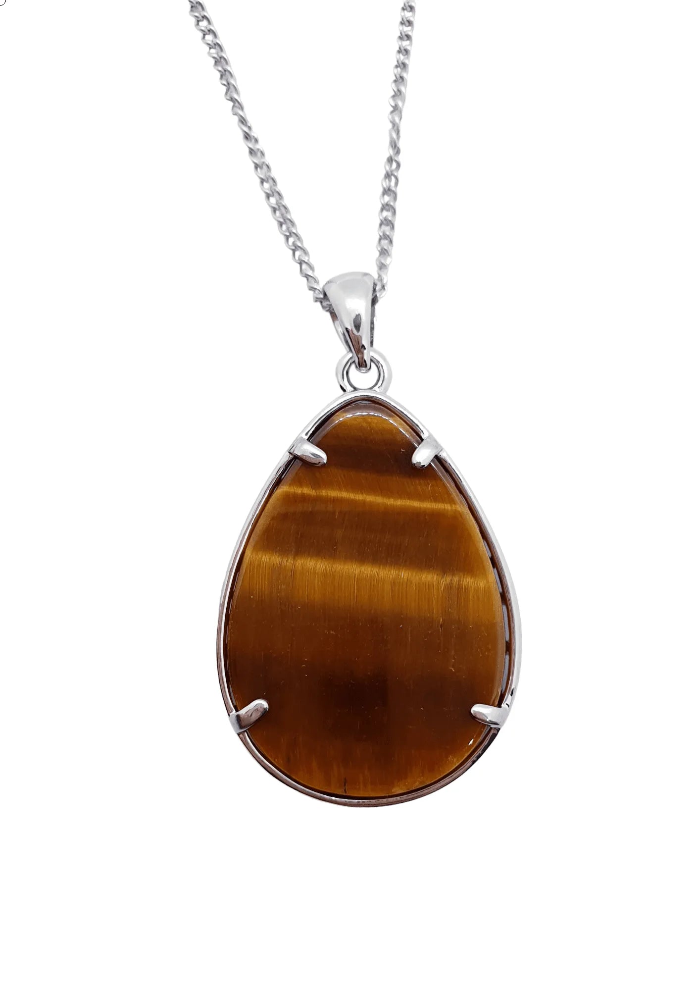 Tigers eye pendant back view showing golden crystal reverse side for courage and determination from The Witches Hollow UK
