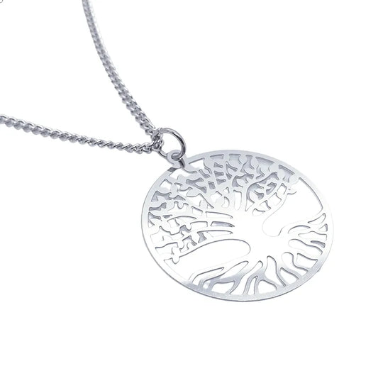 Tree of life filigree pendant with delicate metalwork tree for spiritual growth and connection from The Witches Hollow UK