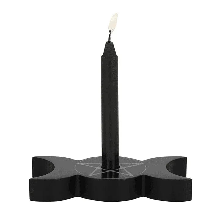 Triple moon goddess candle holder featuring lunar phases for Wiccan rituals and moon magic from The Witches Hollow UK