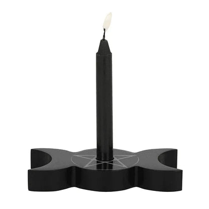 Triple moon goddess candle holder featuring lunar phases for Wiccan rituals and moon magic from The Witches Hollow UK