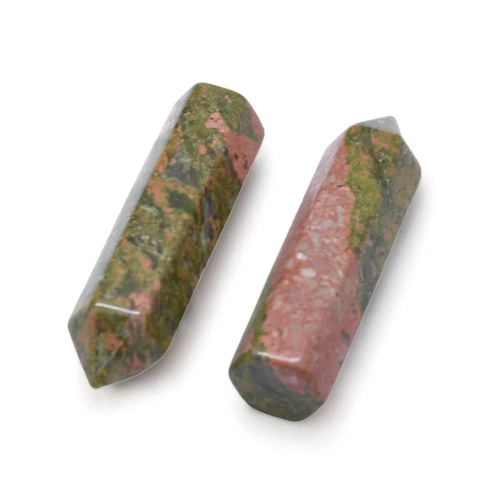 Unakite healing crystal point with green-pink crystal for emotional healing and heart balance from The Witches Hollow UK