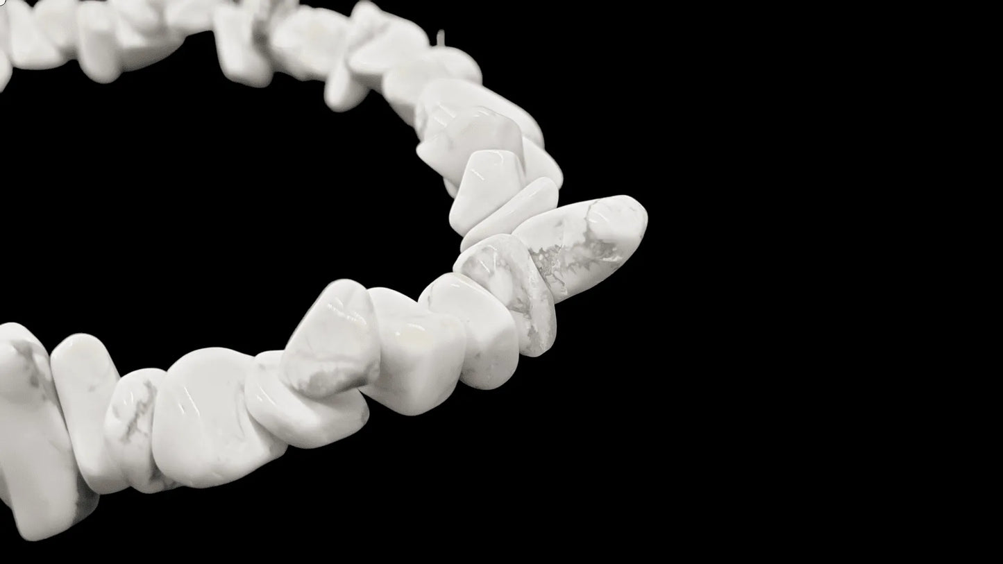 White howlite crystal bracelet with white healing stones for anxiety relief and peaceful mind from The Witches Hollow UK