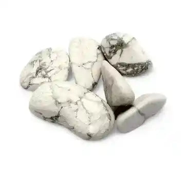White howlite tumble stone with white crystal for calming energy and peaceful mind from The Witches Hollow UK