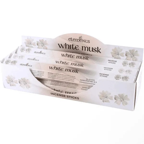 White musk elements premium incense with clean fragrance for purification and clarity from The Witches Hollow UK