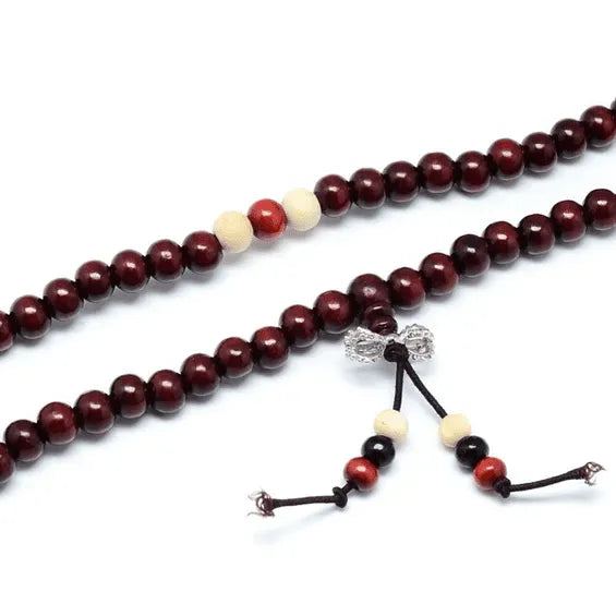 Wood prayer beads featuring natural wooden mala for Buddhist meditation and mindfulness from The Witches Hollow UK