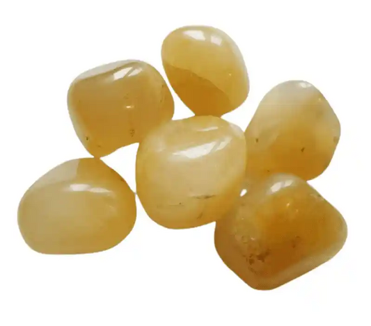 Yellow quartz tumble stone with golden crystal for solar plexus chakra and personal power from The Witches Hollow UK