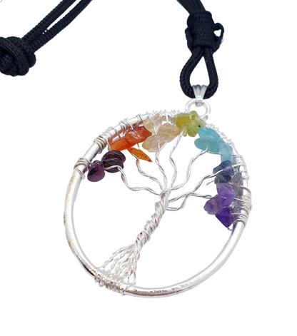 Tree of Life Wire Pendant - Chakra Stones - The Witches Hollow