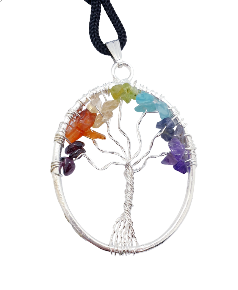 Tree of Life Wire Pendant - Chakra Stones - The Witches Hollow