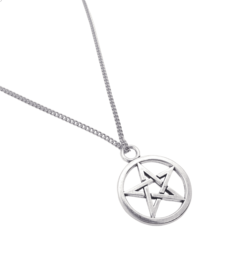 Pentacle Necklace - Overlap Silver Tone - The Witches Hollow