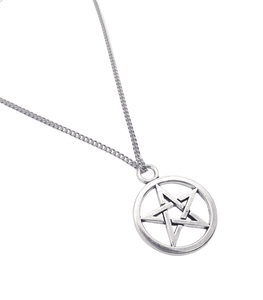 Pentacle Necklace - Overlap Silver Tone - The Witches Hollow