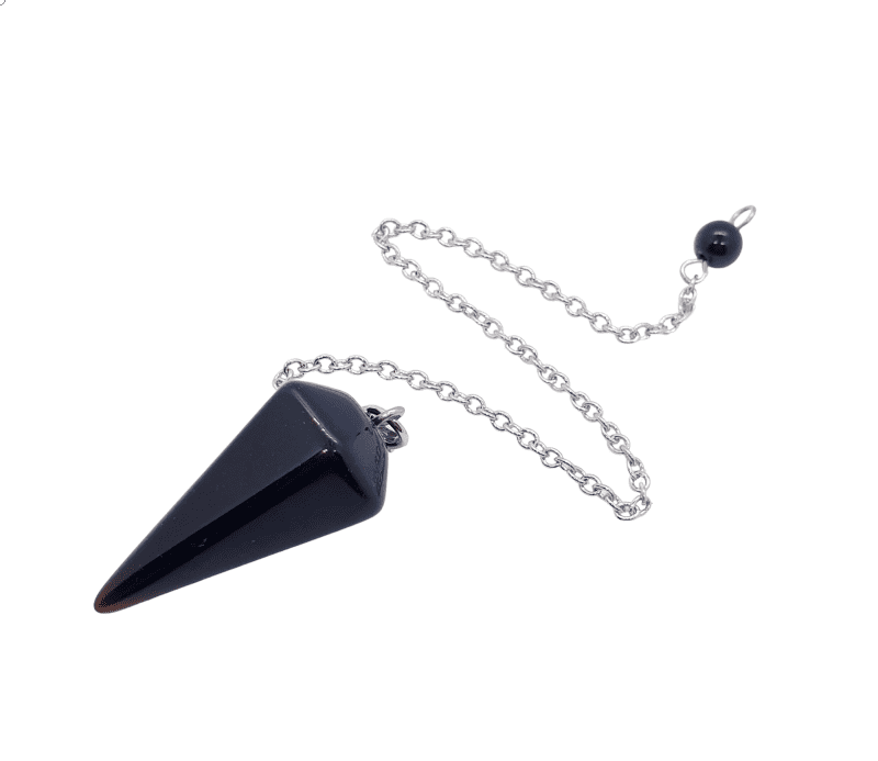 Dowsing Pendulum ~ Black Agate Faceted Cone - The Witches Hollow