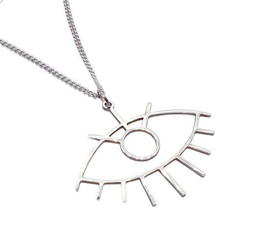 Silver Tone Eye Necklace - The Witches Hollow