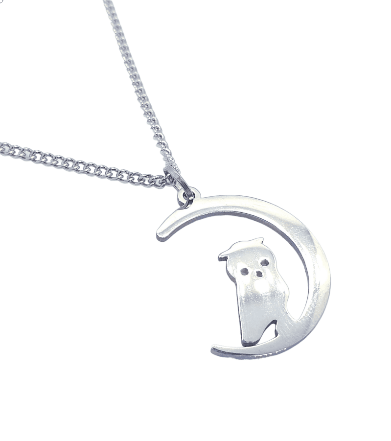 Crescent Moon & Owl Necklace - The Witches Hollow