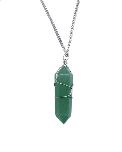 Crystal Wire Wrapped Pendant - Green Aventurine Point - The Witches Hollow