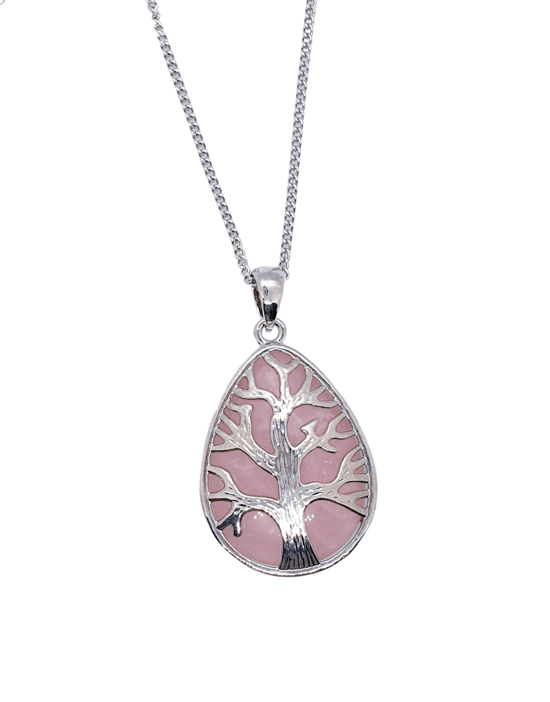 Teardrop Tree Pendant ~ Rose Quartz - The Witches Hollow