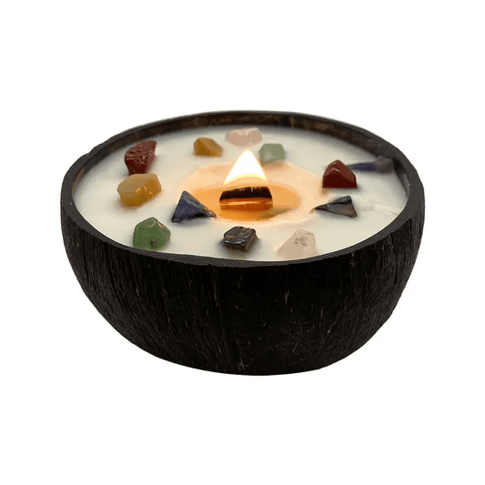 Natural Handmade Chakra Gemstone Coconut Candle - The Witches Hollow