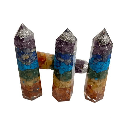 Large Chakra Crystal Orgonite Obelisk Tower - The Witches Hollow