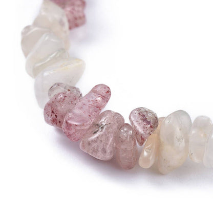 White Moonstone & Strawberry Quartz ~ Crystal Chip Healing Bracelet - The Witches Hollow